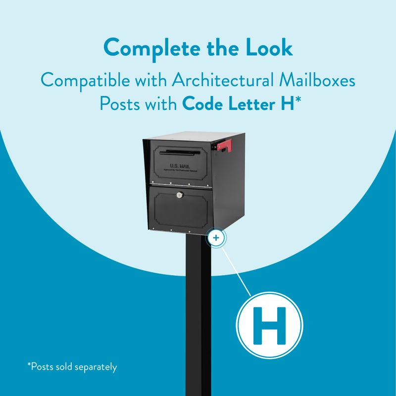 ARCHITECTURAL MAILBOXES صناديق البريد المعمارية أواسيـس® تري بولت™ آمنة، قفل مضاد للفتح معتمد من USPS صندوق بريد ثقيل من الفولاذ معدني مثبت على عمود للخارج، صندوق بريد كبير جداً باللون الأسود مع مغناطيس وباب مقاوم للماء - Image 5